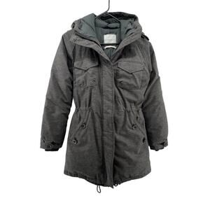 Community Anorak Jacket Size XS Puffer Down Filled Gray Hooded Cinched Waist